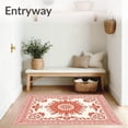 thumbnail image 3 of ODIKA 8'x10' Machine Washable Non-Slip Area Rug, Elegant Vintage Floral Medallion Damask Symmetrical Ornate Motif High Traffic Rug, Red, 583334, 3 of 7