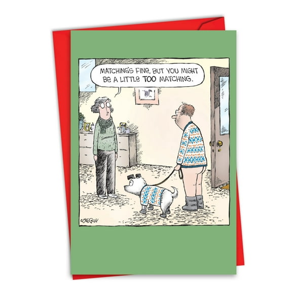 NobleWorks Funny Christmas Greeting Card with 5 x 7 Inch Envelope (1 Card) Merry Christmas Holiday Too Matching C10171XSG