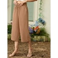 thumbnail image 3 of Cueply Womens Capri Pants Casual Loose Cropped Pants Summer Wide Leg Palazzo Capris with Drawstring Pockets, 3 of 7