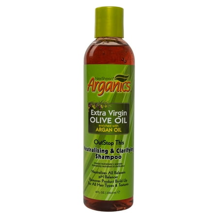NEXSHEEN ARGANICS Extra Virgin Olive Oil, Castor & Argan Oil Clarifying Shampoo, 8 FL OZ