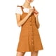 thumbnail image 1 of INSPIRE CHIC Vestido corto de tirantes con botones de ante sintético para mujer en color marrón, 1 of 6