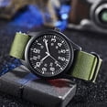 thumbnail image 3 of Reloj de cuarzo para hombre con correa de nailon, movimiento de cuarzo analógico para un estilo casual sencillo. Verde, 3 of 9