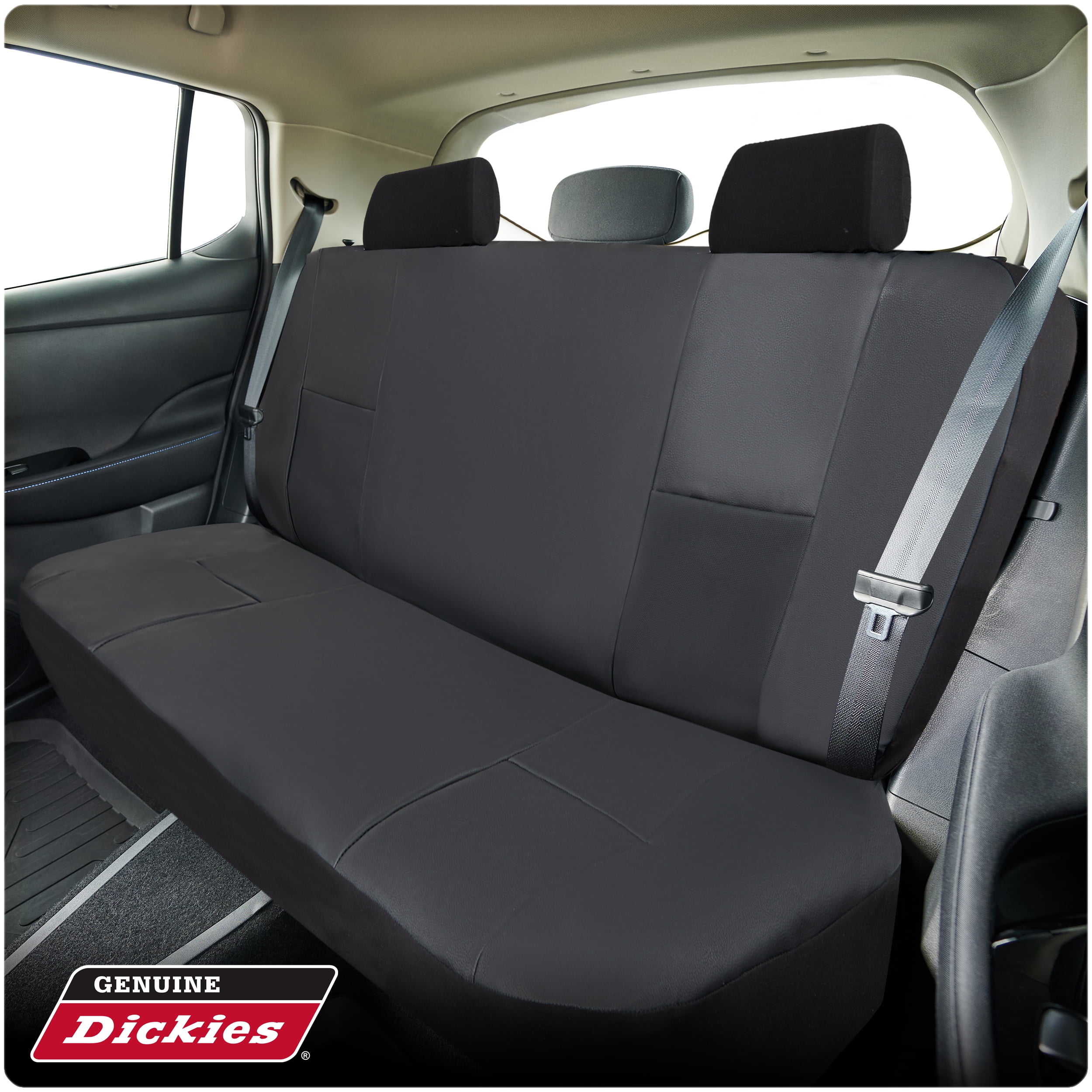 Genuine Dickies 3-Piece Black Peterson Vegan Leather Car Seat Covers, 43645WDI