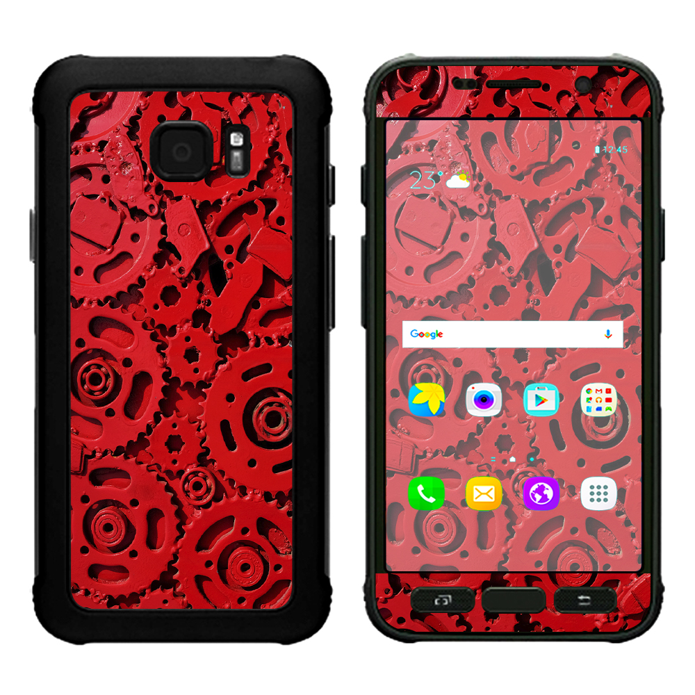 Skin Decal For Samsung Galaxy S7 Active / Red Gears Cog Cogs Steam Punk - image 1 of 1