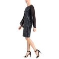 thumbnail image 2 of Connected Robe Scintillante à Manches Transparentes Pailletée pour Femmes, Noir, 6, 2 of 3