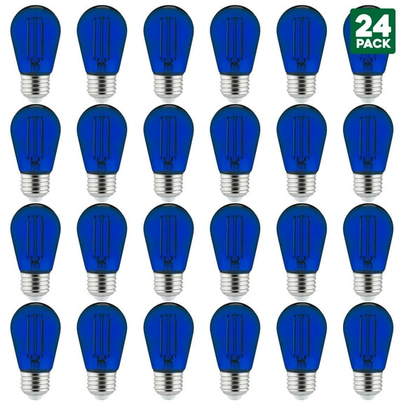 24-Pack of Sunlite LED Transparent Blue Colored Medium Base (E26) Bulb - Parties, Decorative, and Holiday 15,000 Hours Average Life