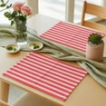 thumbnail image 6 of Placemats for Dinning Table Set of 12, Boho Red Stripe Abstract Geometric White Minimalist Burlap Kitchen Place Mats Waterproof Cloth Table Mats, Indoor Outdoor Placemats Easy Clean Dinner Decor, 6 of 8