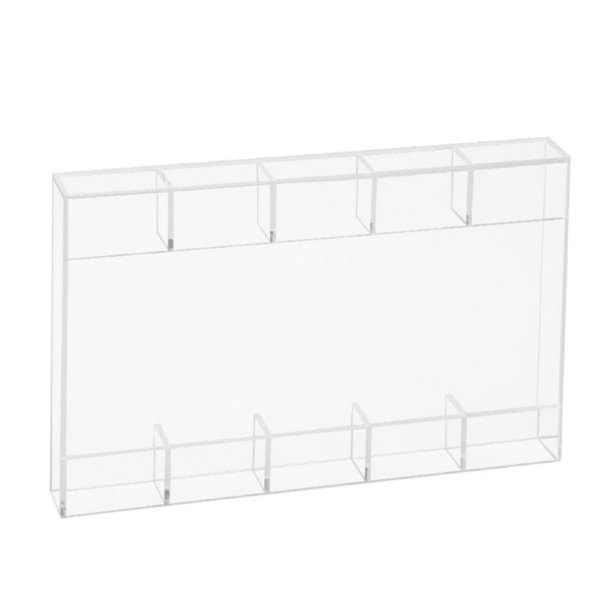 Organizador ajustable para cocina y salón. Funcional soporte acrílico con 5 compartimentos. Diseño que ahorra espacio para una organización eficiente.