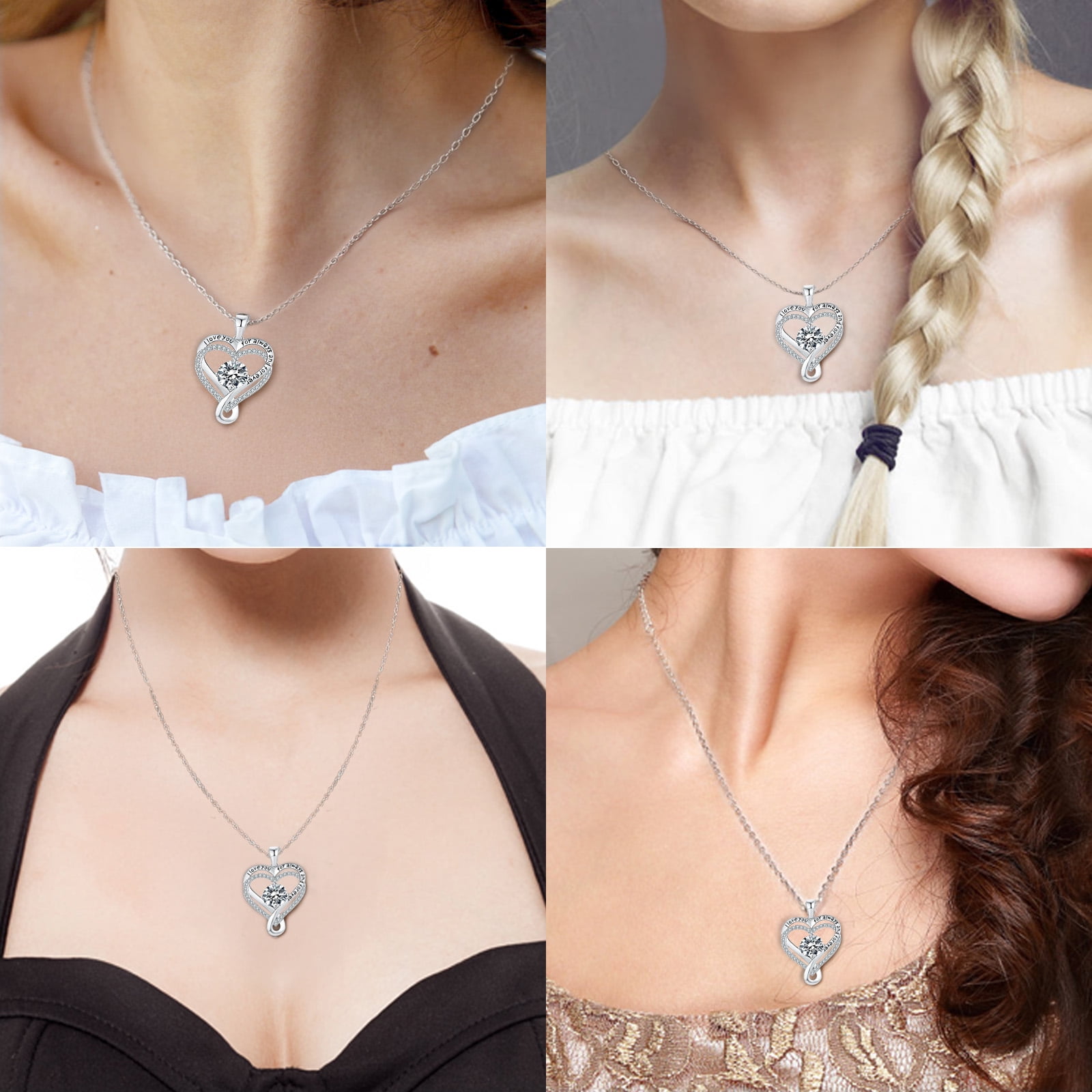 Inadays Necklaces for Women Jewelry for Women Gifts for Her Infinity Heart I Love You Necklace S925 Sterling Silver Anniversary Birthday Gifts for Mom Wife Girlfriend   Valentine's Day Gift