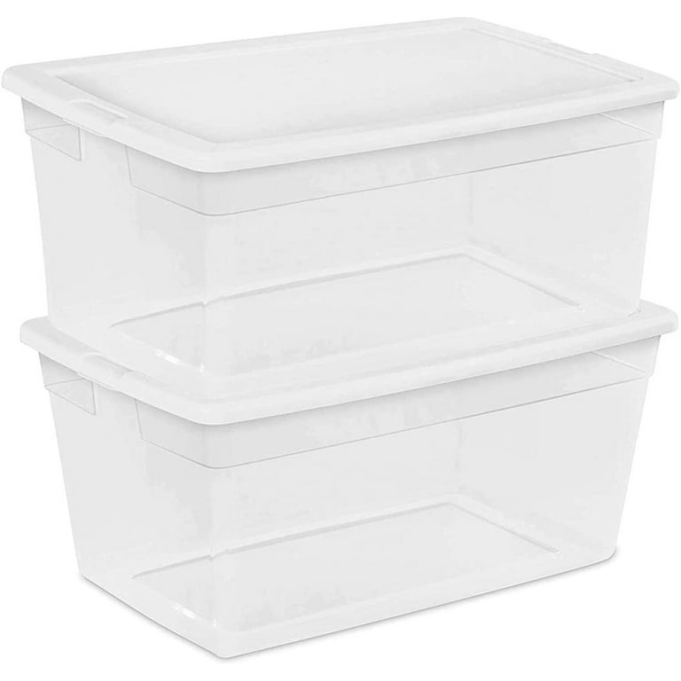 Homz 41-Quart Plastic Multipurpose Stackable Storage Container Bins with  Gray Latching Lid for Home and Office Organization, Clear (8 Pack)