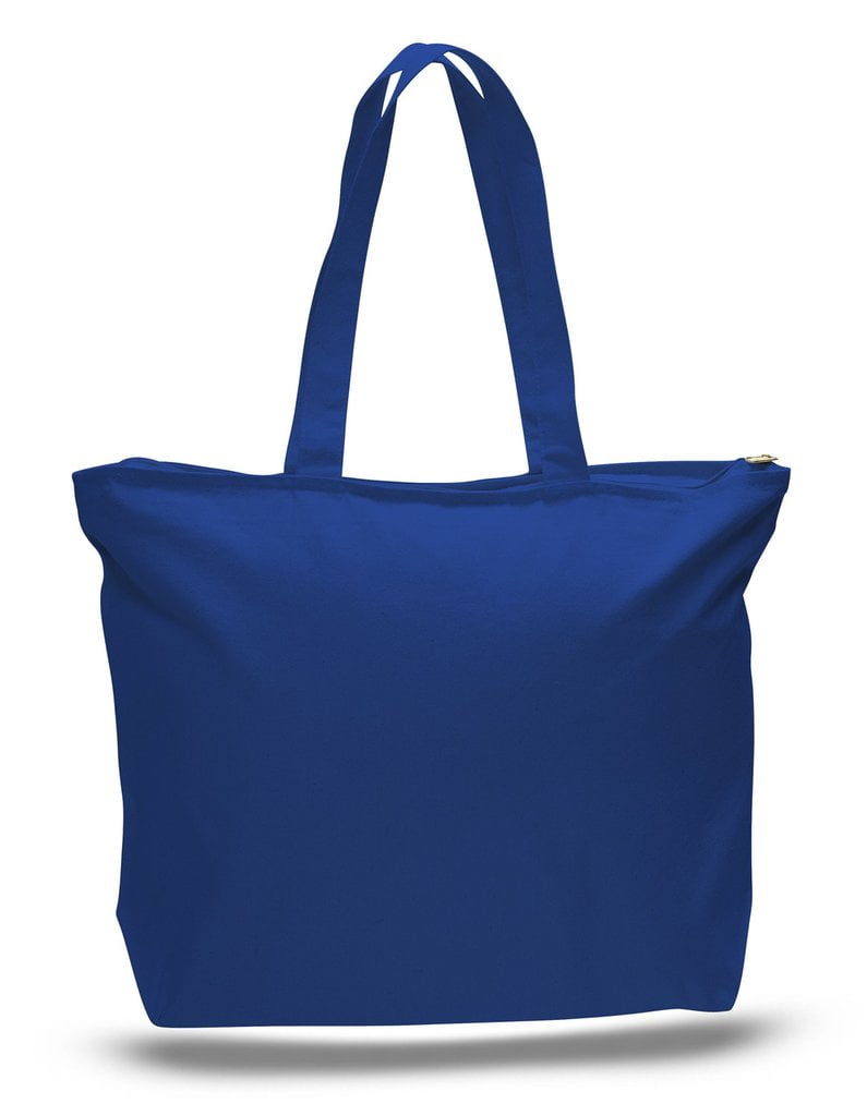 (6 Pack) Set of 6 Heavy Canvas Large Tote Bag with Zippered Closure (Royal)