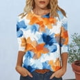 thumbnail image 2 of ZQUUVOU Women's T-Shirt 3/4 Short Sleeve Loose Elastic Printing Blouse C-Yellow (XL), 2 of 6