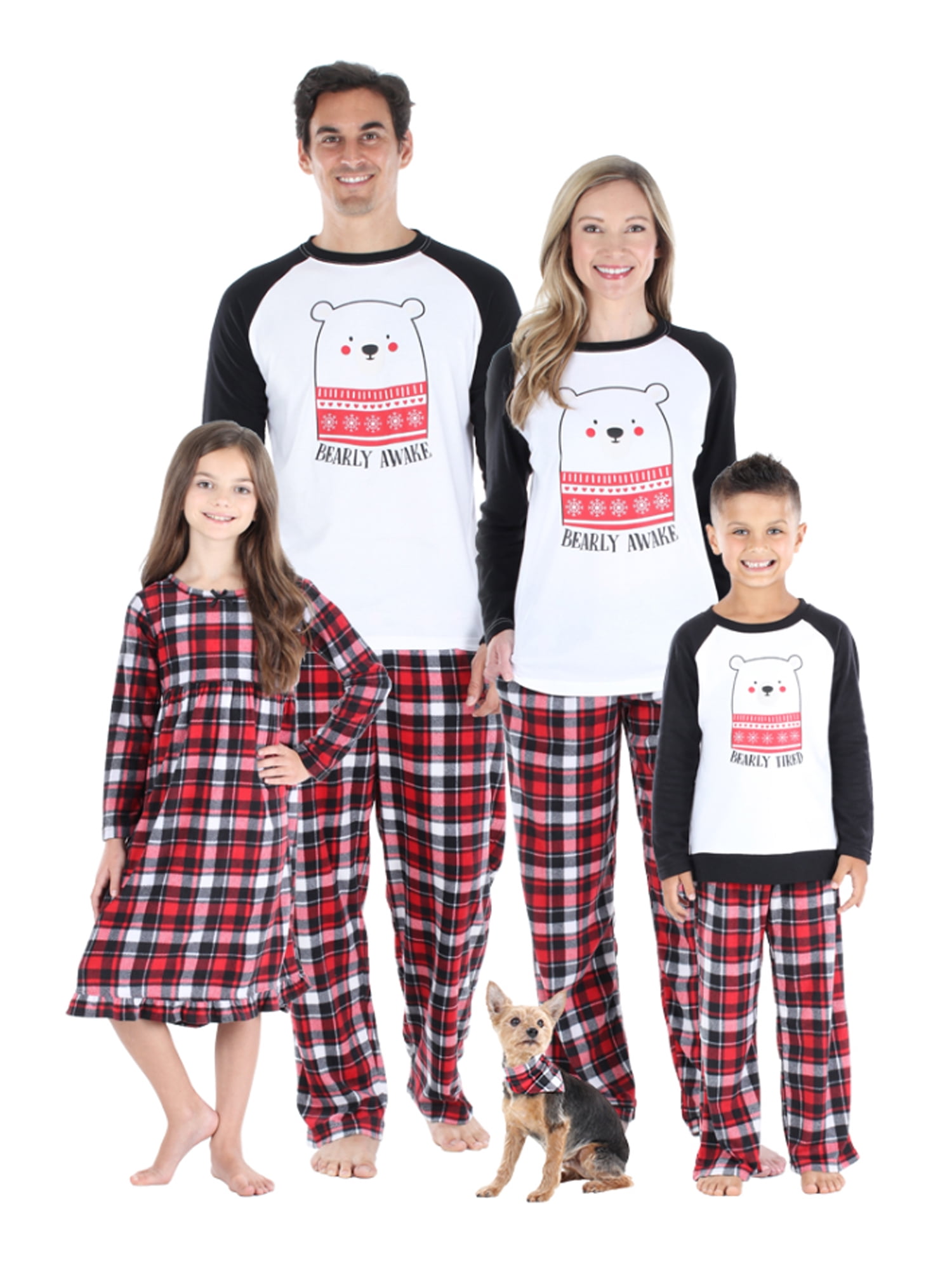 Matching Christmas Pajamas Set Red Plaid Snowflake Pajamas Women Men Kids Baby Christmas Pajamas for Family Bear 