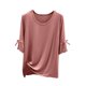 thumbnail image 2 of Pijama de manga corta para mujer, moda, talla grande, cuello redondo, color liso, encaje, cuello en V, camiseta de manga corta, abrigo para casa, blusa de poliéster para mujer, 2 of 9