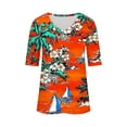 thumbnail image 7 of V Neck T Shirts for Women Summer Classic Casual Floral Printed Short Sleeve Tops Cute V Neck Business Blouses (2XL, Red), 7 of 7
