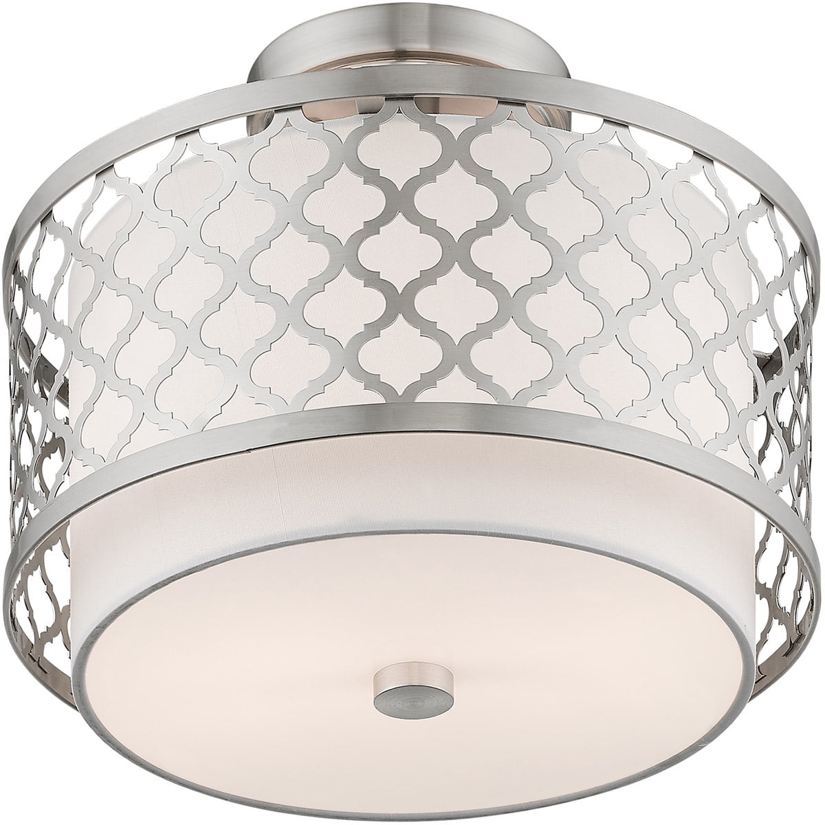 2 Light Brushed Nickel Ceiling Light fixture with Steel base material