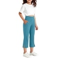 thumbnail image 5 of Maqroz Girls Flare Capri Pants High Waisted Stretchy Yoga Split Hem Summer Athletic Gym Trousers with Pockets Back to School pants 6-15 Years, 5 of 8