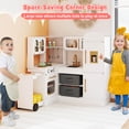 thumbnail image 2 of Costway Corner Kitchen with Lights and Sounds Interactive Wooden Playset Toy Kitchen Set White, 2 of 10