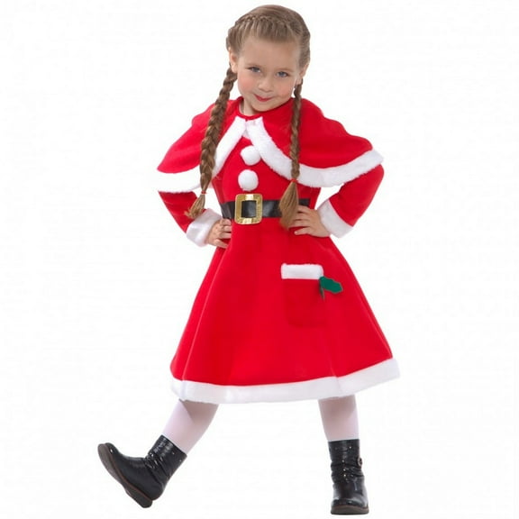 Fun Shack Little Miss Santa Claus Fancy Dress Costume Girls Christmas Party Outfit Halloween Red 0