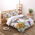 thumbnail image 3 of Hummingbird Full Size Comforter Set, Flower Spring Soft Bedding for All Seasons, 4 Pcs Bed Set with 1Comforter (86"x86") ,1 Sheet(80"x116"), 2 Pillowcases (19"x29"), 3 of 7