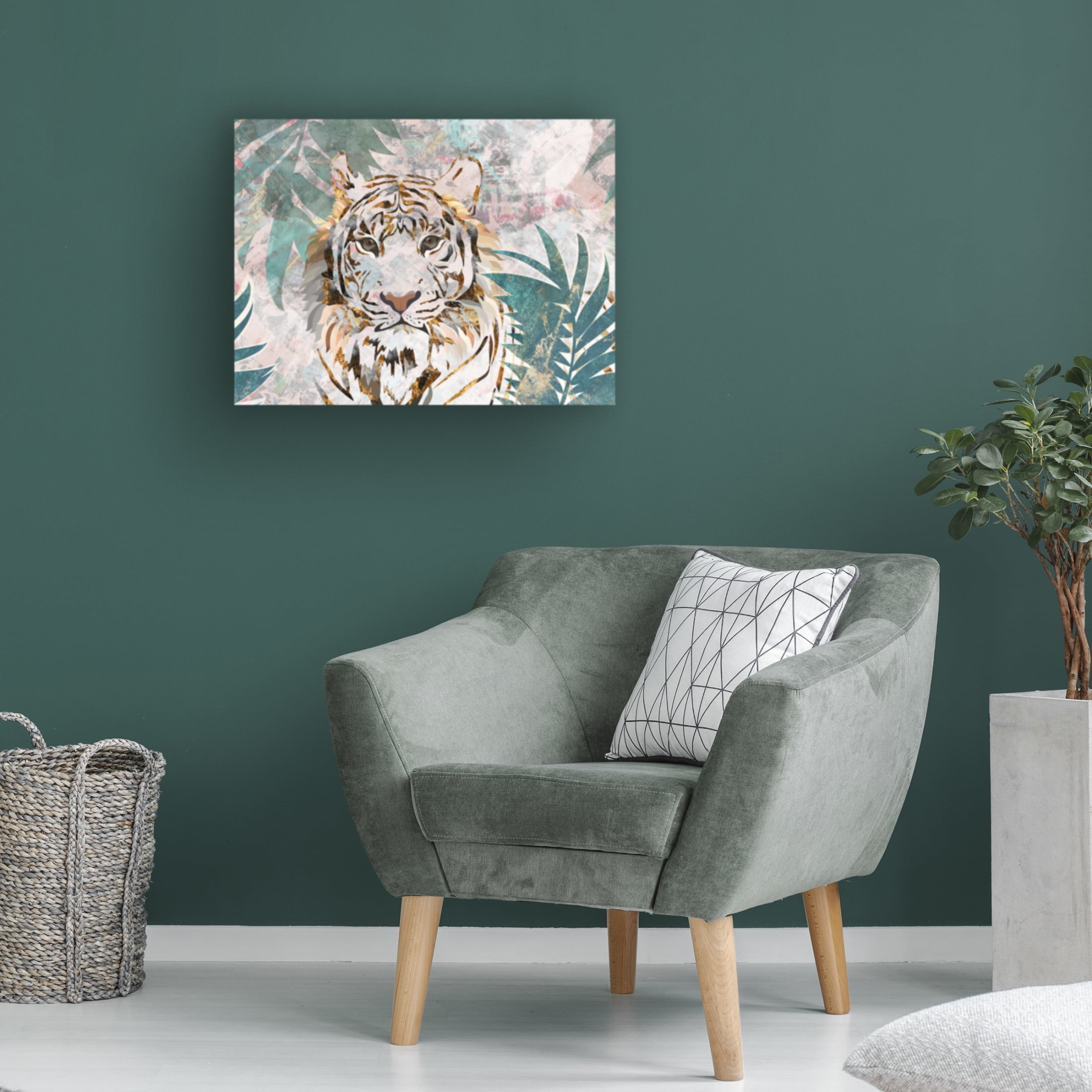Trademark Fine Art Sarah Manovski Tiger grunge tropical palm wall mural Canvas Wall Art