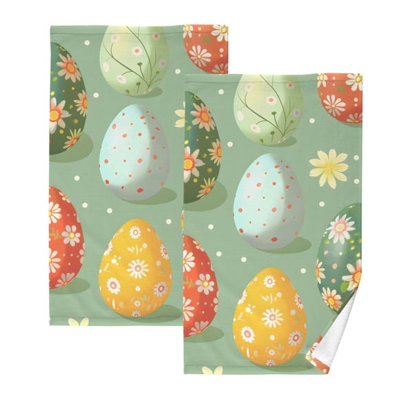Ryvnso Easter Eggs Floral Cotton Hand Towels Sets Face Towel 2 PCs Bathroom Decorative