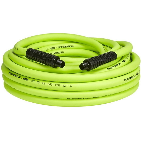 Flexzilla Air Hose, 1/2 in. x 50 ft, 3/8 in. MNPT Fittings Heavy Duty, Lightweight, Hybrid, ZillaGreen - HFZ1250YW3