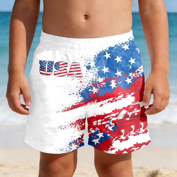 BOOMNY 250 Anniversary Usa Baby Boys Shorts Elastic Waist Beach Shorts for Kids Independence Day Patriotic Usa Flag Graphic Childrens Summer Dailywear