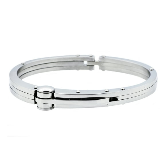 Arista Men's Adjustable Bangle Bracelet in Stainless Steel, 8.5"