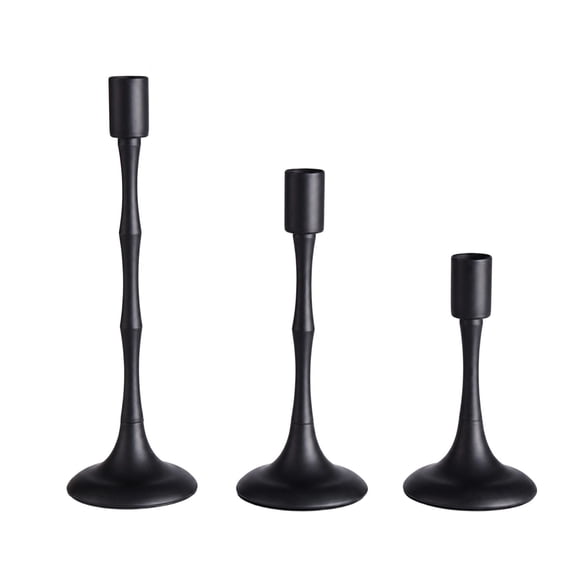 LEVEO Set of 3 Taper Candle Holders Black | Modern Metal Taper Candle Holders for Table Centerpiece, 3 Sizes Candlestick Holders for Wedding, Dinning, Party, Home Decor
