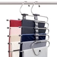 thumbnail image 1 of Perchas mágicas para pantalones que ahorran espacio, paquete de 2 para armario, múltiples capas, usos multifuncionales, organizador para pantalones, bufandas, holguras (paquete de 2 con 10 clips de me, 1 of 5