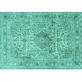 thumbnail image 1 of Ahgly Company Machine Washable Indoor Rectangle Medallion Turquoise Blue Traditional Area Rugs, 2' x 3', 1 of 4