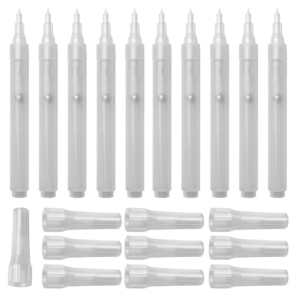 10Pcs Soft Brush Tip Clear Empty Marker Refillable Empty Acrylic Paint Pen For Acrylic Painting Sketching Illustrations