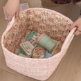 thumbnail image 5 of Boho-Chic Quilted Floral Storage Basket, Car Storage Basket Quilted, Large Capacity Collapsible Boho Fabric Organizer with Reinforced Handles & Side Pockets for Car, Home, Picnic, Laundry (C), 5 of 8