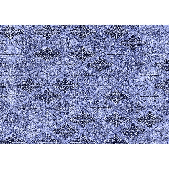 Ahgly Company Machine Washable Indoor Rectangle Oriental Blue Industrial Area Rugs, 7' x 10'