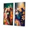thumbnail image 3 of Designart "Pitbull Blossom Portrait I" Dog Pitbull Wall Art Set Of 2 - Multicolor Animals Gallery Wall Set For Home Decor, 3 of 7