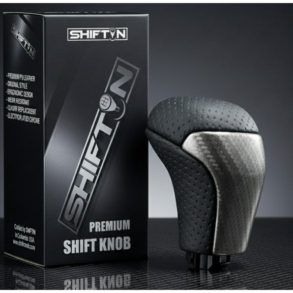 SHIFTIN Gray Carbon Leather Gear Shift Knob for Toyota Highlander 14-19 Tacoma 16-23 TRD