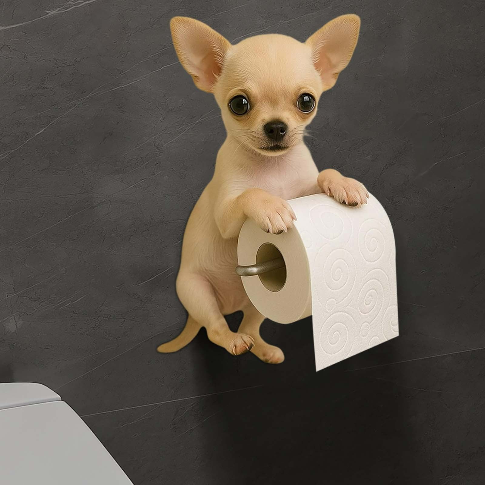 Cagogo Dog Toilet Paper Holder, Cute Dog Tissue Roll Holder Dispenser, Resin Bathroom Decor for Dog Lovers, Funny Toilet Paper Stand for Home Office, Puppy Themed Tissue Paper Organizer