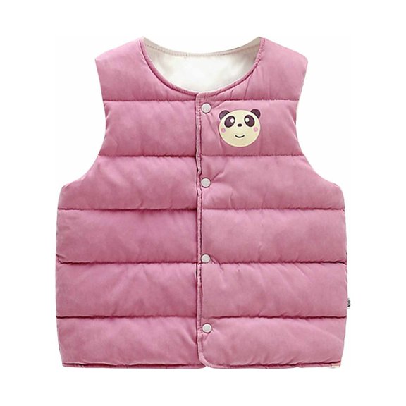 IROINNID Boys Girls Autumn And Winter Puffer Vest Button Down Warm Printed Vest Inside And Outside Wear