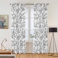 thumbnail image 2 of Grey Flower Kitchen Curtains 84 Inch Length, Vintage Farmhouse Boho Leaf Spring Plant Grommet Top Bedroom Living Room Curtains, Light Filtering Cafe Curtain Drapes 2 Panels Set 84''x84'', 2 of 9