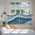 thumbnail image 4 of Blue Beige Ombre Tier Curtains, Geometric Moire Abstract Modern Light Filtering Kitchen Curtains, 2Pcs Rod Pocket Half Window Treatments Panels for Sink Cafe Cabinet Camper 27.5x24 Inches, 4 of 9
