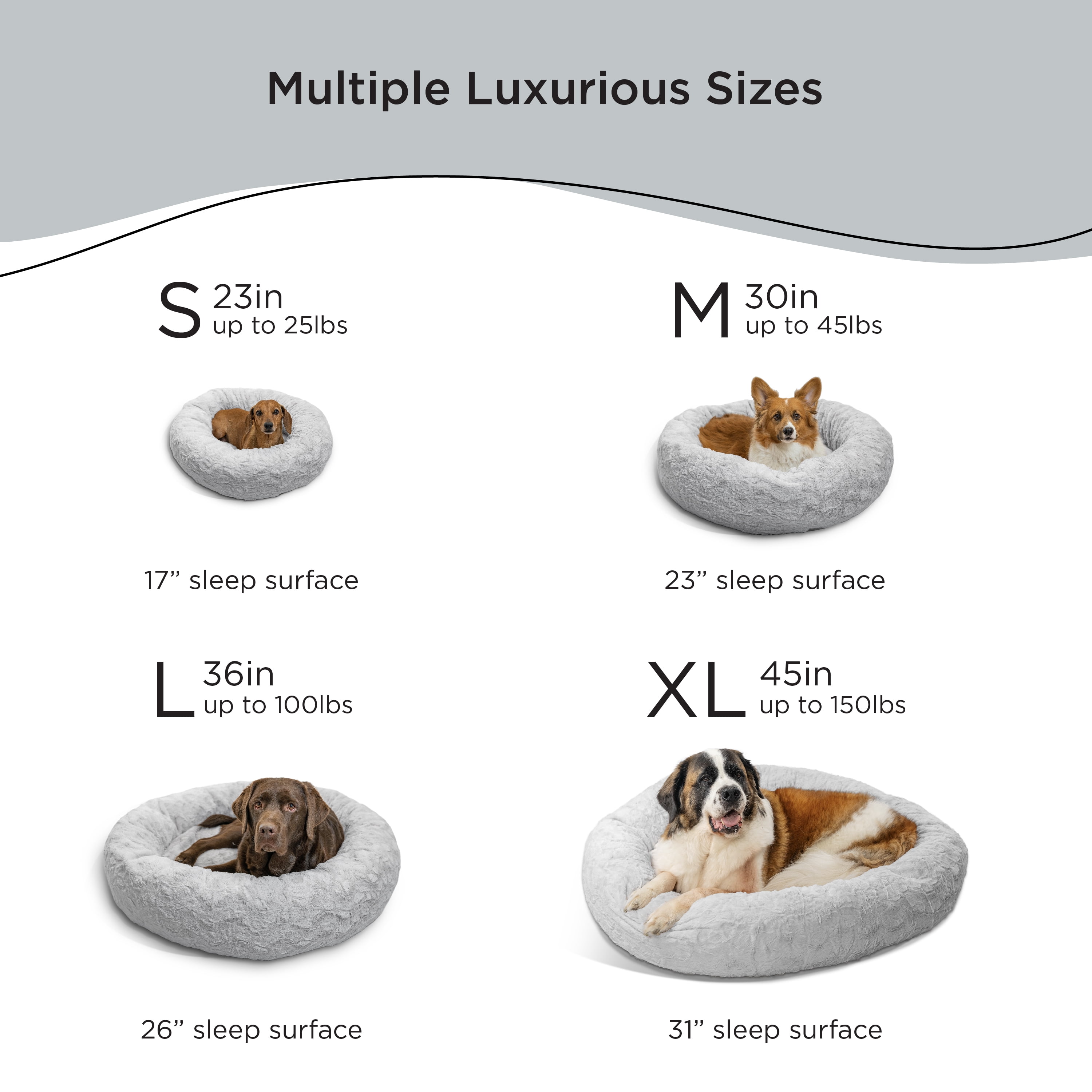Best Friends by Sheri The Original Calming Donut Dog and Cat Bed in Lux Fur Gray, Extra Large 45x45"