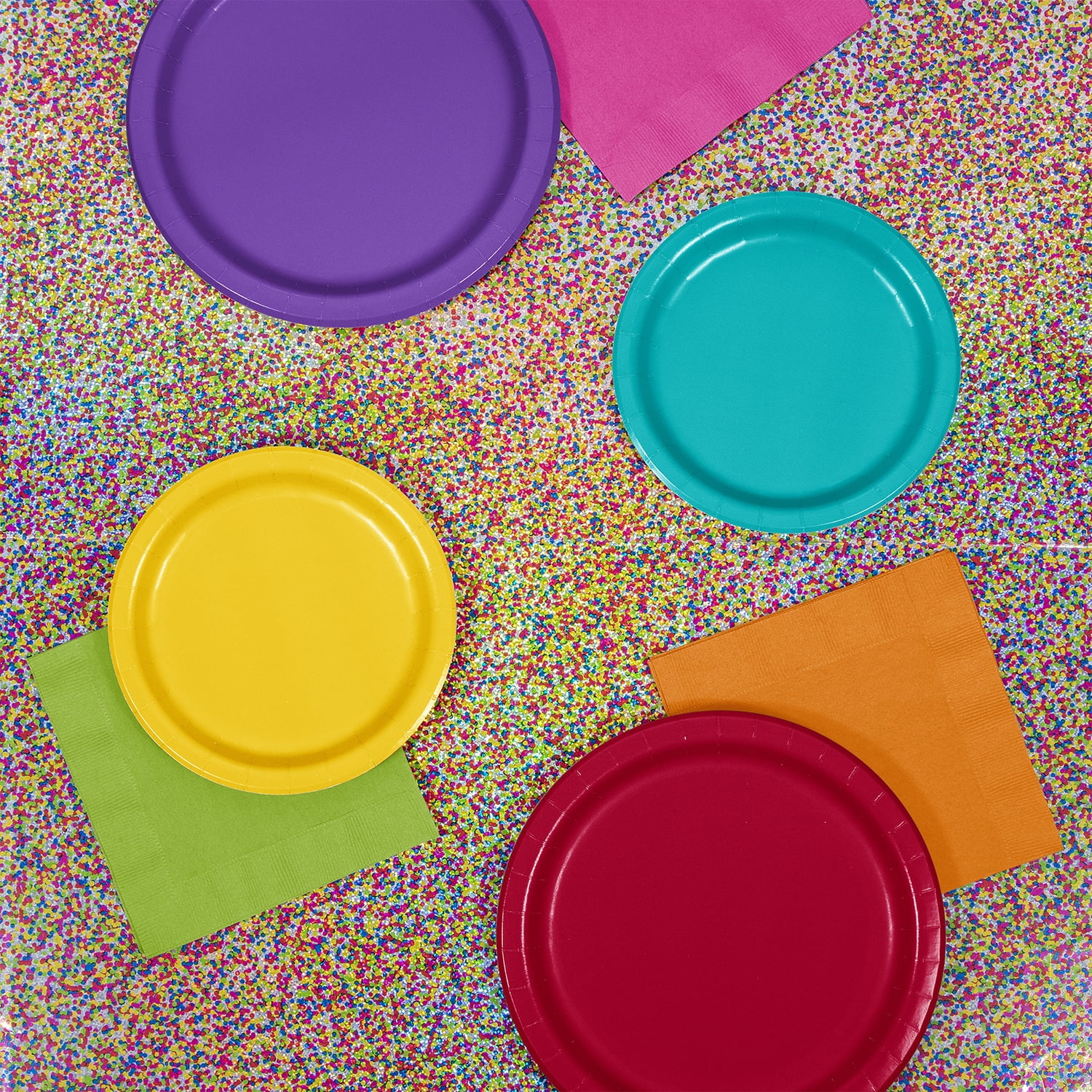 (1 pack) Way To Celebrate Rectangular Multicolor Prismatic Dots Foil Table Cover, 54" x 84"