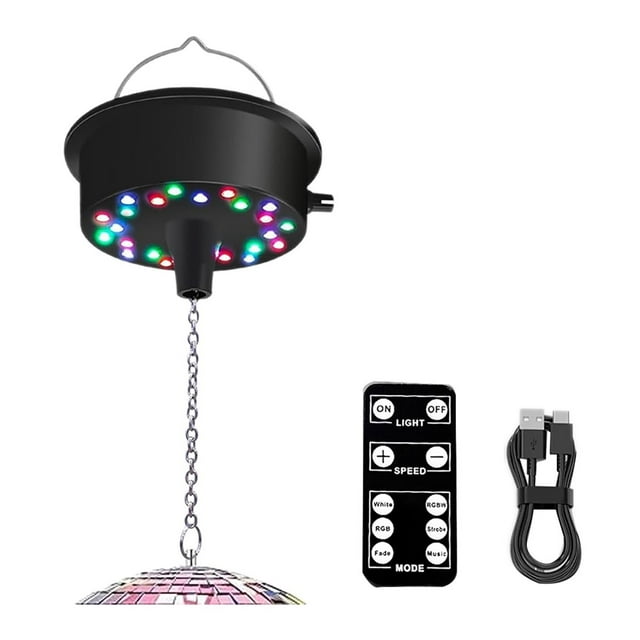 Motor de Bola de Discoteca Giratoria con Control Remoto, Espejo Giratorio con Luz LED de 23 Posiciones para Decoración del Hogar (Bola No Incluida)