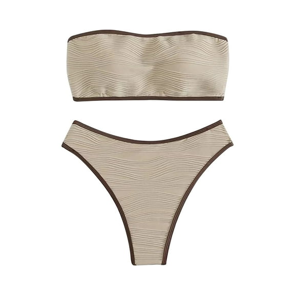 VerPetridure Bandeau Bikini Set for Women Full Coverage Women Fashion Color Matching Halter Split Swimsuit Bikini Print High Waist Beachwear Set