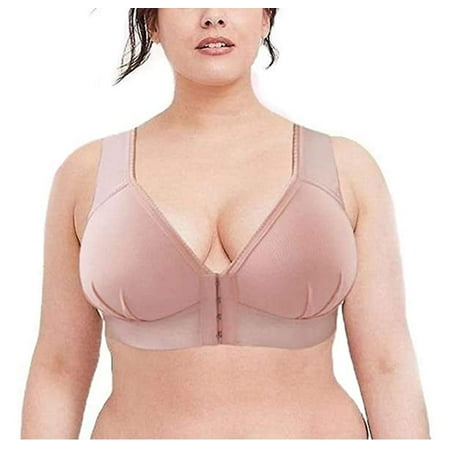 

GuliriFei Women Front Closure Solid Color Comfortable Non-wired Bra
