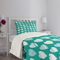 thumbnail image 5 of Ambesonne Valentine's Day Quilted Bedspread Set 2 Pcs, Heart, Twin Size, Jade Green Seafoam Cream, 5 of 6