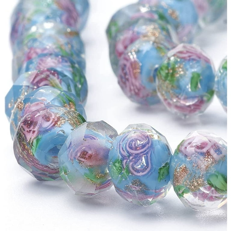 Set of 4 Handcrafted Lampwork Glass Beads in pretty light aqua