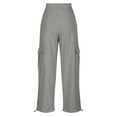 thumbnail image 3 of Lenpel Women's Cargo Sweatpants Casual Wide Leg High Waisted Athletic Trousers Loose Travel Hiking Workout Joggers, 3 of 5