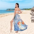 thumbnail image 6 of FORMRS Womens Beach Sarong Semi-Sheer Bikini Wrap Skirt Swimsuit Cover-ups, Blue Goldfish, 6 of 7